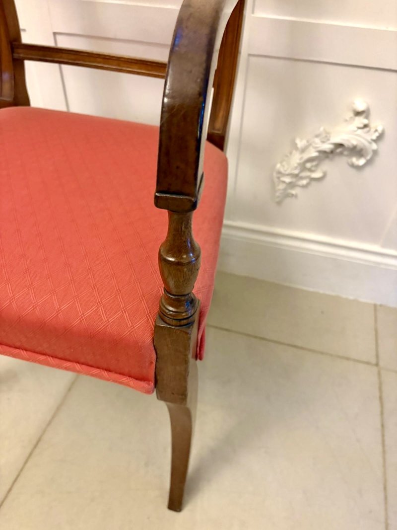 Antique Regency Set of 12 Mahogany Dining Chairs Including 2 Carvers - Image 4